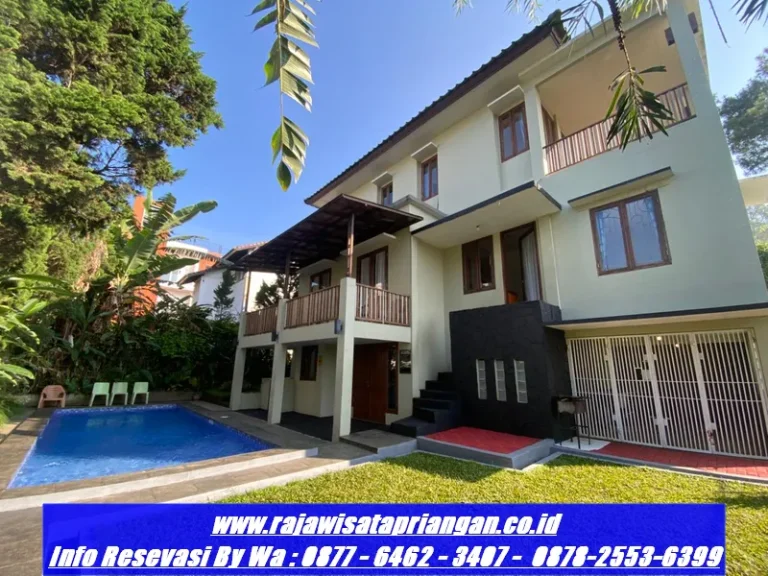 Villa Suji Lembang 5 Kamar Private Pool – Villa Rombongan 40 Orang di Lembang dengan Biliar dan Karaoke